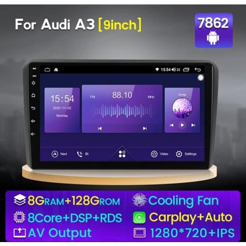 Cooling fan! 6GB+128GB 8 Core Android 11 Car Navigation GPS Radio Player For Audi/A3/S3 2002-2013 Carplay+Auto 4G LTE WIFI IPS