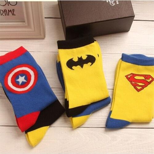 Superhero movie role signs Cosplay men cotton character animation design trend in tube socks