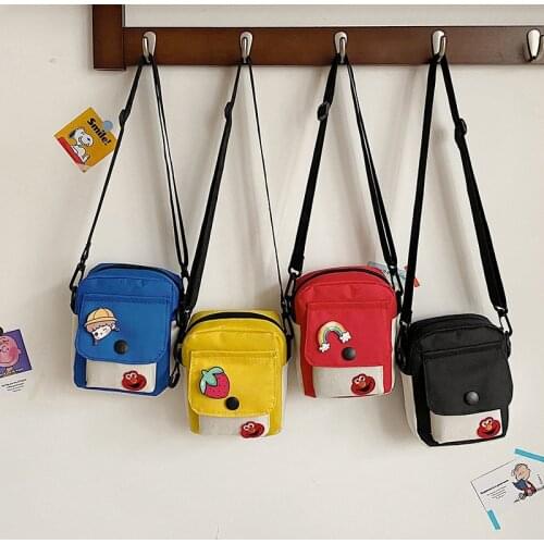 New Fashion Canvas Bag Female Student Cartoon Sesame Street Diagonal Shoulder Bag Simple Ladies Clutch Mini Mobile Phone Bag