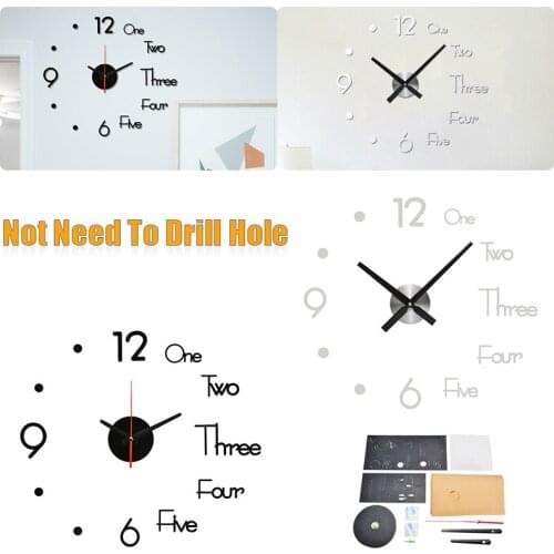 Fashion 3D Acrylic Wall Clock Number Quartz Needle Wall Clock Sticker Not Drilling Silent For DIY Home Livingroom Decorating