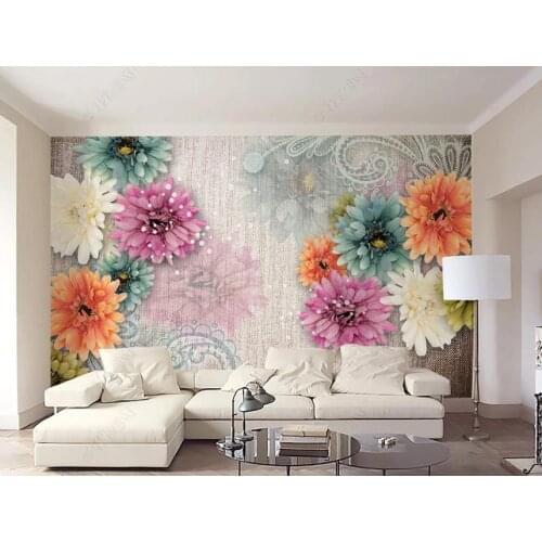 Custom 3D Wallpaper Vintage flowers Parlor Bedroom Hotel Wall papers Home Decor Bedroom TV Background Wall