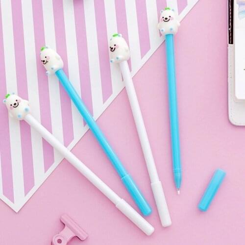 School Creative Cute Grass Bear Pen Black 0.5mm Students Pen Stationery Wholesale