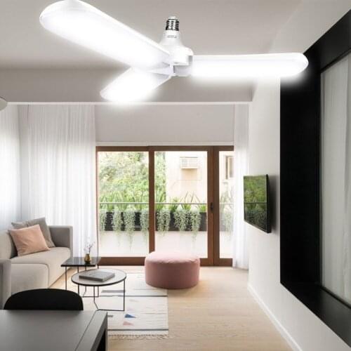 E27 Folding Garage Light 50W Three-Leaf Fan Blade LED Light Home Ceiling Lights