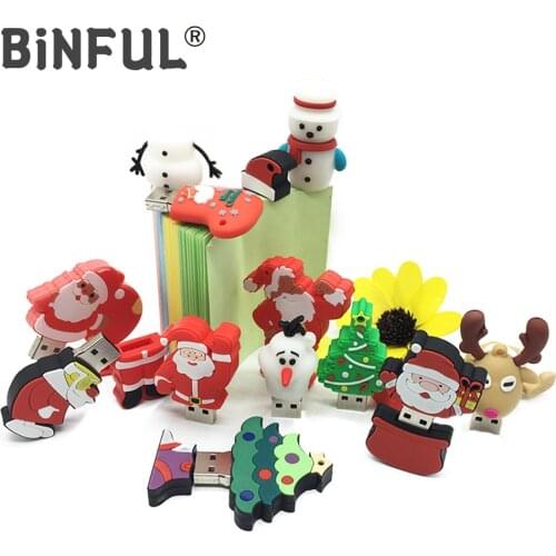 BiNFUL Usb Flash Drive Santa Claus/Christmas tree/elk/snowman Pen Drive 128GB 64GB 32G 16G 8G 4G 256G 512G Pendrive Memory Stick