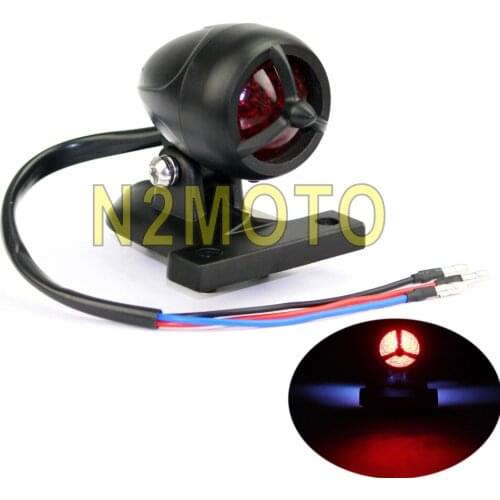 Motorcycle Red Lens LED Taillight Black Brake Light White License Plate Lamp for Harley Chopper Cafe Racer