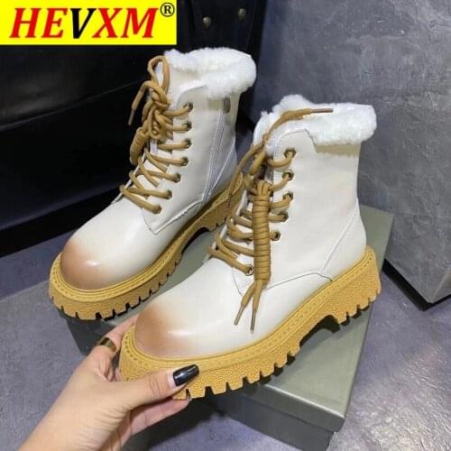 2021 Winter Women Ankle Boots Platform Plush Gothic Shoes Punk Boots Women Fashion White Brown Warm Fur Boots