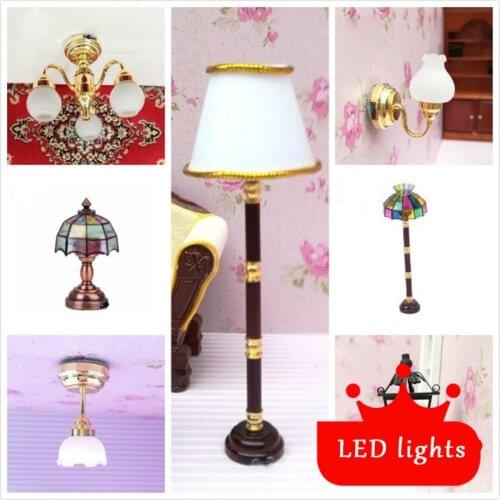 1:12 Dollhouse Furniture toy Miniature Led light lamp dolls simulation mini lighting model children pretend play toys for girls