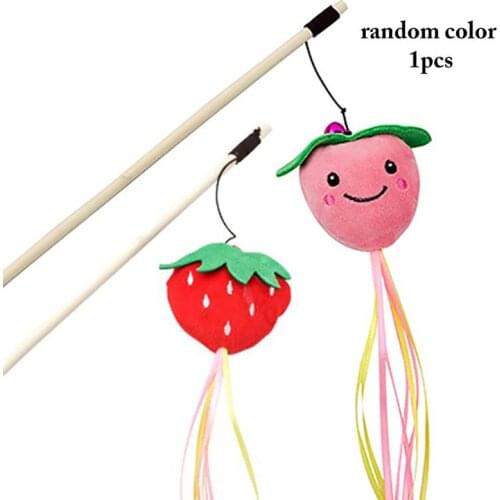 1pc Cat Tassel Wand Toy Pet Accessories Fruit Decor Interactive Cat Teaser Toy Kitten Wand With Bell Pet Supplies Random Style