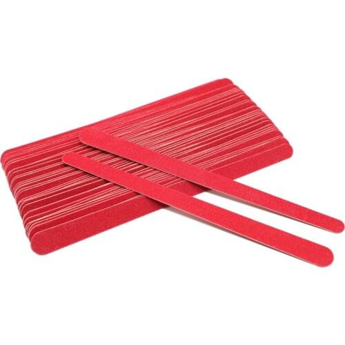 100Pcs Wood Nail Files Red Wooden Buffers Slim Sandpaper 180/240 Disposable Cuticle Remover Callus lime a ongle professionel