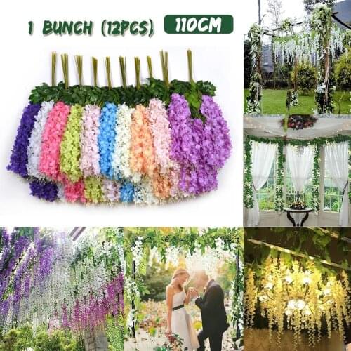 17 Colors Simulation Wisteria Leaf Artificial Plastic Flowers Wedding Decoration Ceiling Wall Decor