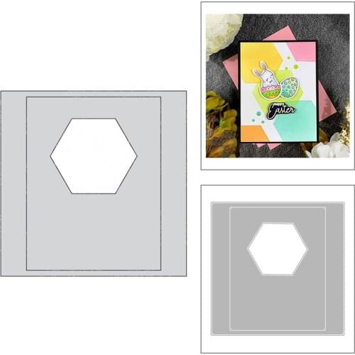 2020 New Square Background Metal Cutting Dies For Embossing Hexagon Honeycomb Decoration Greeting Card Album Paper Scrapbooking