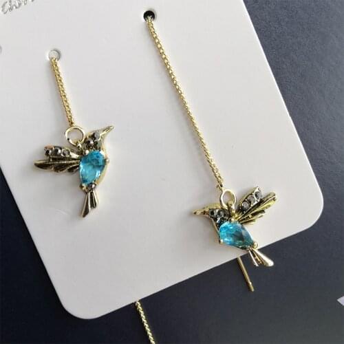 2020 New Fashion Created Tassel Long Drop Earrings Bird Pendant Crystal Pendant Dangle Earrings Ladies Jewelry Girls Gift