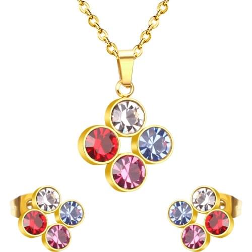 LUXUKISSKIDS 2021 African Style Colorful Dubai Jewelry Sets Chain Necklace Earring Sets Earrings For Women Christmas Present