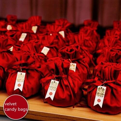 2021 New Creative Velvet Candy Bags Event Party Supplies Sugar Container Cases With Pearl String Cookies Velvet Sachet Bags Dec