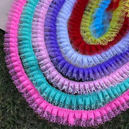 3 meters Lace Gauze Double Layer Wrinkled Ribbon DIY Curtains Clothing Decoration Accessories Toy Doll Skirt Material