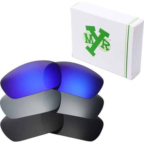 3 Pairs Mryok POLARIZED Replacement Lenses for Oakley Jawbone Sunglasses Stealth Black & Ice Blue & Silver Titanium