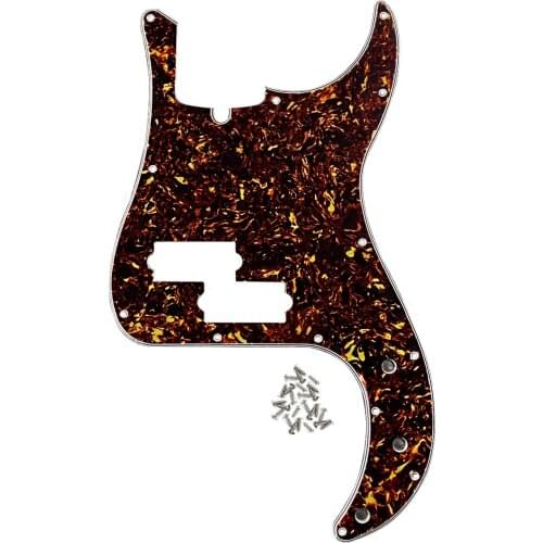 FLEOR Brown Tortoise Pickguard Bass Scratch Plate 4Ply with Pickguard Screws for PB Bass 4 String
