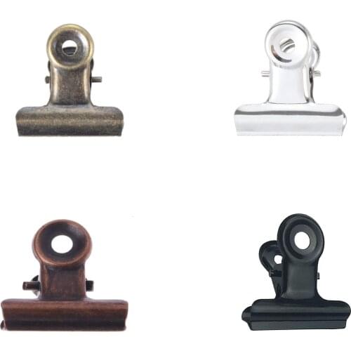 5pcs Binder Clips Middle size Metal Round Clamp Paper Antique Bronze/Silver/Red Brass/Black Bills Home Office School 32mmx30mm