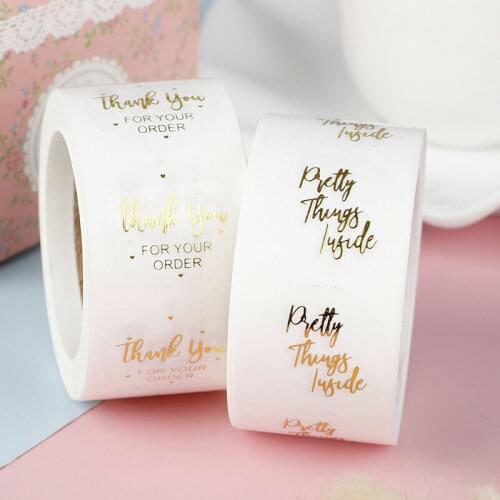 50-500pcs Transparent Pretty Things Inside Sticker Seal Label Sticker Thank You Stickers Gold Paper For Small Business Packaging