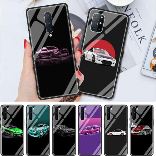 Smartphone Accessories Glass Cover Case for Oneplus 9 PRO 9R 8 8T 7 7T PRO Nord Z 5G Soft Edge Shell Cartoon JDM Drift Car Cat