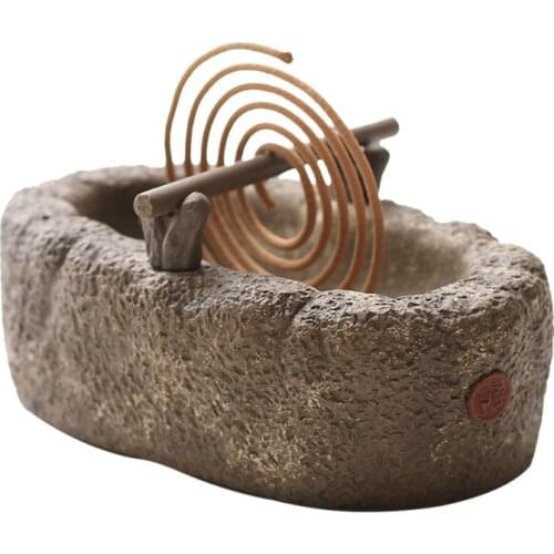 Antique Style Redware Small Incense Burner Incense Incense Coil Ceramic Sandalwood Stove Household Zen Line Incense Burner Indoo