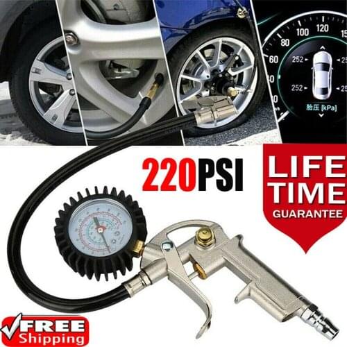 220psi Automobile Tire Inflator With Compressor Barometer Psi Bar Air Pipeline Automatic Tester
