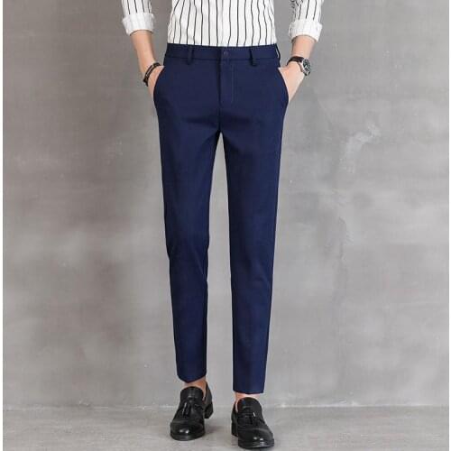 New Classic Style Mens Casual Pants Business Suit Pants Fashion Black Blue Elastic Regular Fit Brand Trousers High Quality