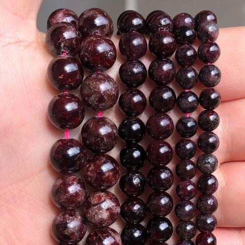Natural Stone Darkred Garnet Round Gem Loose Beads 4/6/8/10/12mm handmade Diy Bracelet for Jewelry Making Wholesale 15 Inch