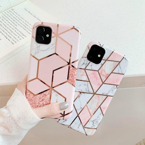 Plating Geometric Phone Case for iPhone 12 12 pro max shockproof Silicone Protective Cover Cases for iphone 6 6s 7 8 x 8 plus