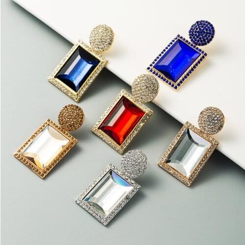 Designer Geometric Stud Earrings For Women Metal Rhinestone Hyperbole Ring Eardrop Dangle Fashion Luxury Jewelry Party Gift 2021