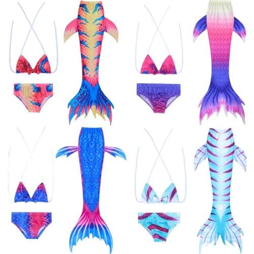 DUOJIAOYAN 3pcs kids Mermaid tail bathing suits Girls Costume bikini Imitating fish tail swimwear
