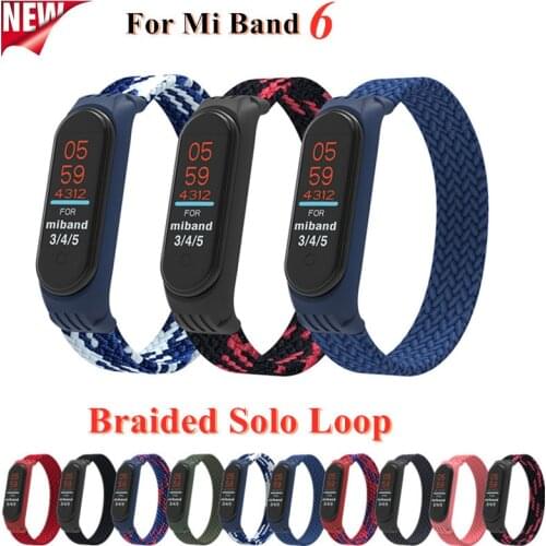 For Xiaomi Mi Band 6 Elastic Braided Solo Loop Strap Replaceable Nylon Bracelet Nylon silicone Wristband For Miband 6