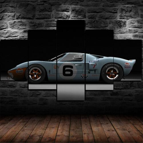 Ford GT40 Le Mans 1969 Classic 5 Pcs Canvas Picture Print Wall Art Canvas Painting Wall Decor for Living Room No Framed