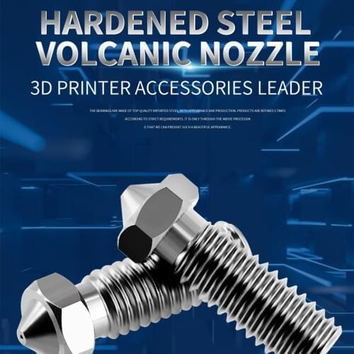 3D Printer Nozzle 0.2/0.3/0.4/0.5/0.6/0.8/1.0mm Hardened Steel Tool M6 Thread Extruder High Temperature Resistant Volcano Nozzle