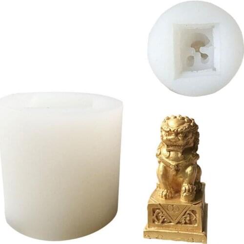 Craft 3D Lion Incense Plaster Aromatherapy Gypsum Car Display Candle Gypsum Mold Cake Decoration DIY Clay Silicone Mould
