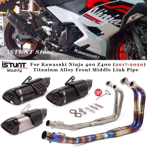 Ninja 400 Z400 Motorcycle Exhaust Full Systems Modified Titanium Alloy Front Link Pipe 51mm Muffler For Kawasaki Ninja 400 Z400