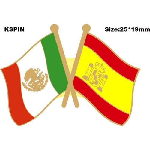 Mexico & Spain Friendship Flag Lapel Pin Friendship Flag Badge Flag pin