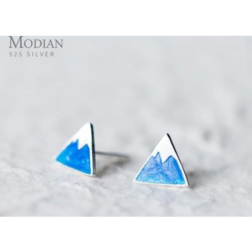 Modian Enamel Sweet Cute Blue Iceberg Tiny Stud Earrings Exquisite Accessories 925 Sterling Silver Fashion Jewelry For Women