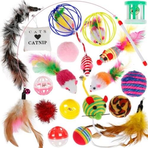 Yooap cat toy 20-piece set indoor mint cat ball feather stick interactive toy indoor set