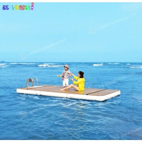 Inflatable Water Mats Floating Teak Platform With Ladder Float Island Manufacture