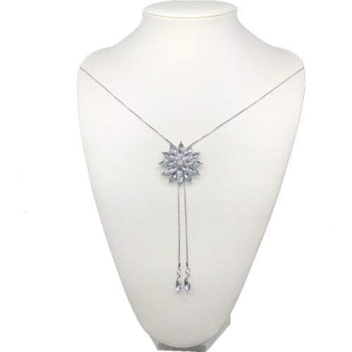 SUMENG 2019 New Fashion elegant sweater chain long crystal snow pendant water drop accessories long decoration necklace jewelry