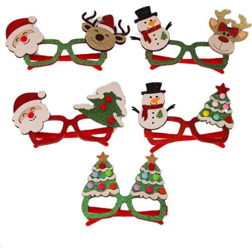 30 Pcs Christmas Glitter Party Glasses Christmas Decoration Costume Eyeglasses Frame Holiday Favors Assorted Styles Wholesale X2