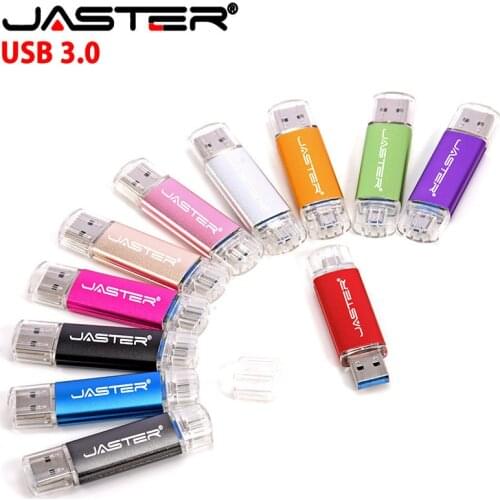 OTG USB 3.0 JASTER USB Flash Drive 4GB 8GB 16GB 32GB 64GB pendrive for Android Smart Phone Metal Pendrive High speed pen drive
