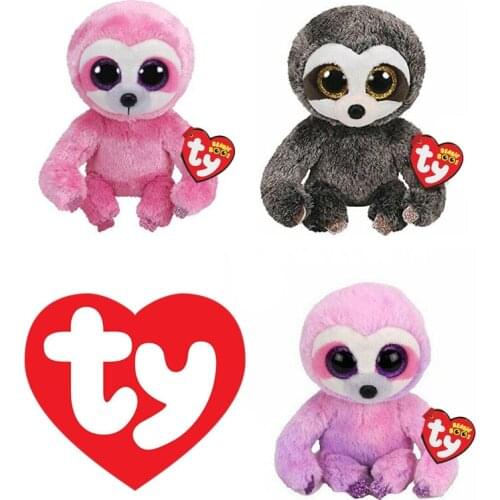 Ty Big Eyes Soft Stuffed Plush Toys Dreamy The Purple Sloth Plush Stuffed Animal Collectible Sloth Monkey Series Doll Toy Gift