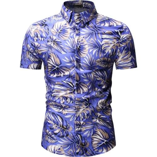 2021 Slim Summer New Mens Casual Short Sleeve Floral Shirt shirts for men hemp shirt