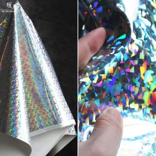 PU Synthetic Leather Fabric Laser Rainbow Reflective Waterproof DIY Decor Bags Bows Stage Dress Crafts COSplay Designer Fabric