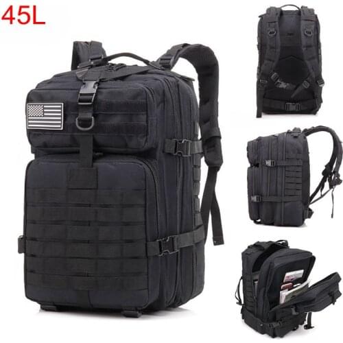 Tactical Bag Military Backpack 45L Army Assault Bag 3P Molle Sports Camping Hiking Large Capacity Hunting Backpack Waterproof