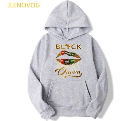 Golden black queen sexy lip print girls magic sweatshirts women black lives matter graphic oversized hoodie thick tracksuit top