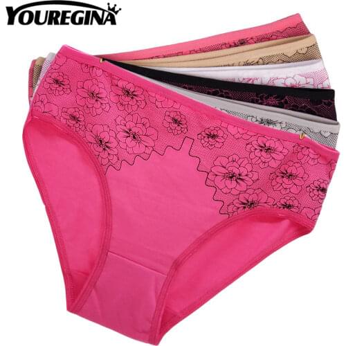 Women Panties Sexy Cotton Underwear Plus Size Girls Cute Print Intimate Briefs Lady Breathable Underpants 6 pcs/lot