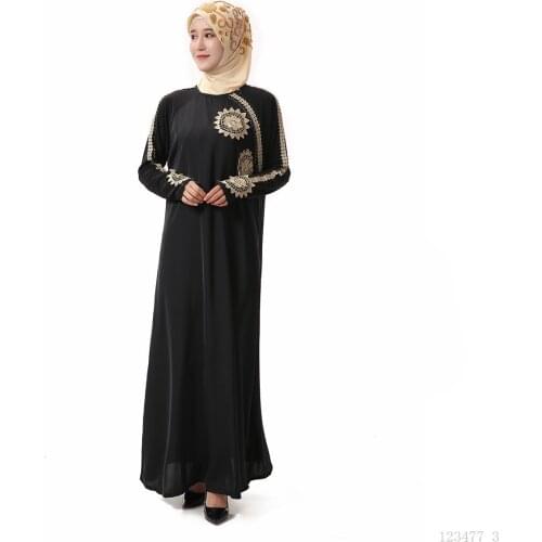 Spring, Summer And Autumn Yarn Quality Islamic Womens Prayer Clothes Gold Thread Embroidered Muslim Arab Womens Robe